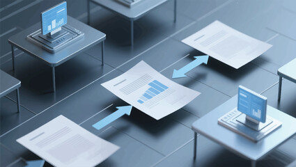 Technology Illustration Showing Data Being Extracted From A Document Vector Design Template