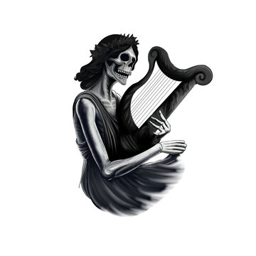 skull girl with harpa