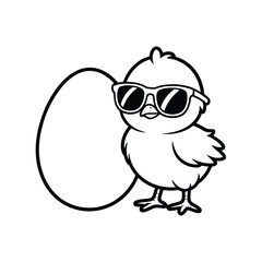 A cool chick wearing sunglasses next to a cracked eggshell illustration © MDANTOR