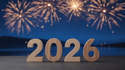 New Year 2026 Celebration Background with Fireworks.