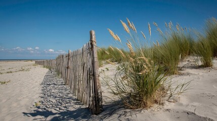 Beach Fence Sand Dunes - Coastal Scenery & Summer Vacation