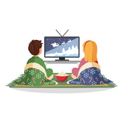 Kids Watching Christmas Movie