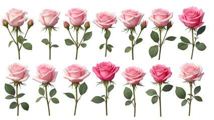 Pink roses isolated on transparent background