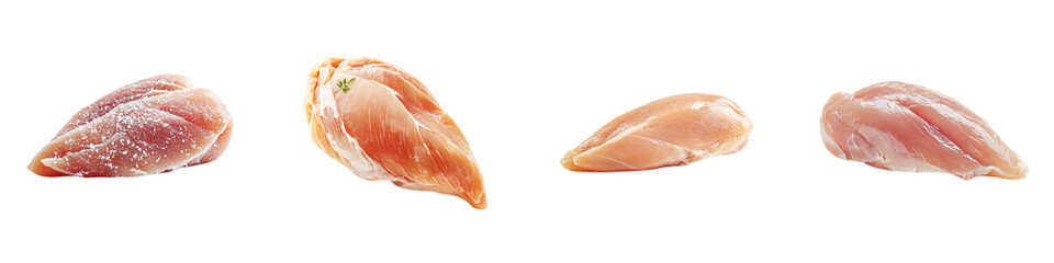 Fresh Chicken Breasts Collection on White Background