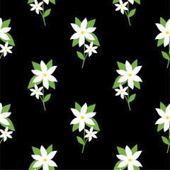 Elegant Floral Pattern on a Bold Black Background