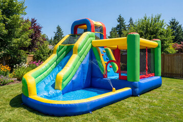 Outdoor inflatable water slide bounce house for kid play - splashy bouncy castle backyard fun