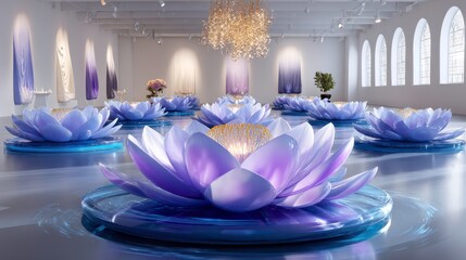 Lotus Flowers, Modern Art, Wellness Decor, Spiritual Design