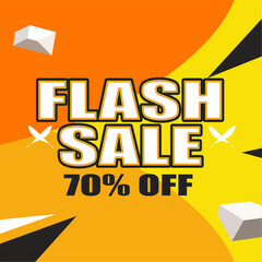 Special Offer Flash Sale  Percent Off. Dynamic promotional poster with abstract shapes and vibrant colors. Shopping clearance label