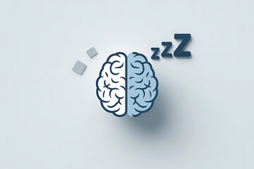 Minimalist graphic of a sleeping brain with zzz symbols, symbolizing mental rest and tranquility