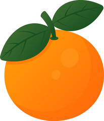 Illustration of an Orange with Leaves