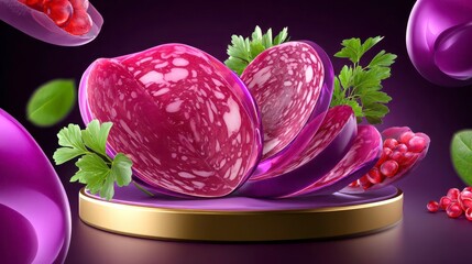 Sliced Salami Food Presentation, Gourmet Meat Display