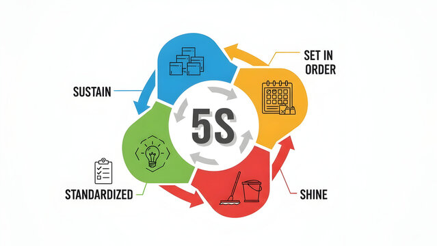 5S Methodology Infographic with Colorful Cycle Diagram transparent background