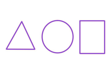 Neon Ultraviolet Geometric Shape Set: Triangle, Circle, and Square