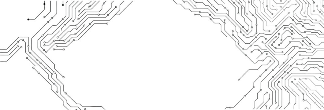 circuit board pattern design with electronic lines nodes and connection dots, vector illustration