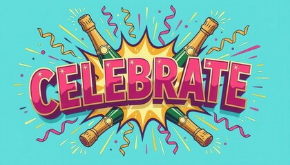 Celebrate with Champagne and Colorful Party Decorations