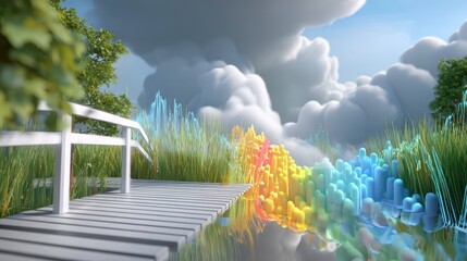 Serene Landscape Data Visualization, Nature Graphics & Design