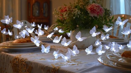 Butterfly String Lights Table Setting Decor Holiday