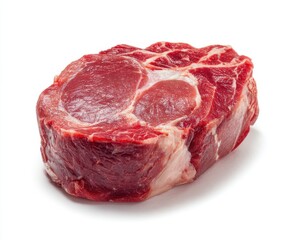 Raw Beef Chuck Steak Isolated on White Background with Marbling and Texture