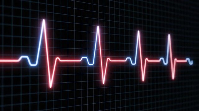 A glowing, rhythmic waveform displayed on a dark grid backdrop, highlighting a pulse-like pattern