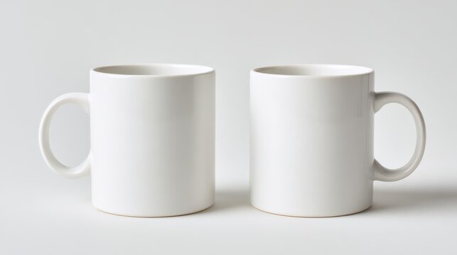 Two plain white mugs side by side