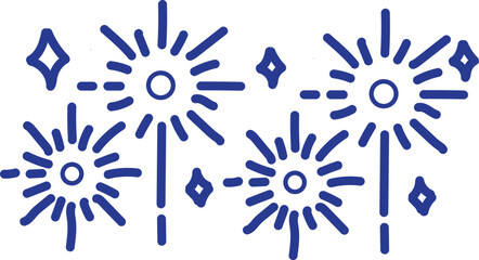 Blue Sunburst Symbols on White Background