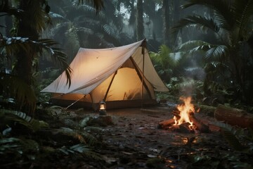 Camping Scene in Nature with Outdoor Adventure Atmosphere