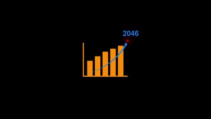 Business target growth of new year concept 2046, Business analyzes business growth by graphics, Target plan, goal setting objectives and success.Growth, arrow up.Finance, Bar graph going.