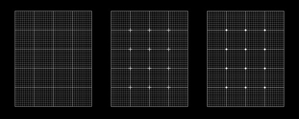 Grid Blueprint Background Black Paper Set. Technical Dot Graph Texture Graph Pattern