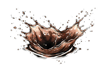 Chocolate splash on black background with dynamic liquid movement
