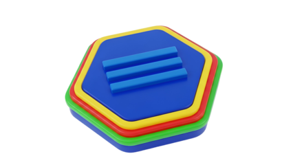 Colorful hexagon icon isolated on transparent background