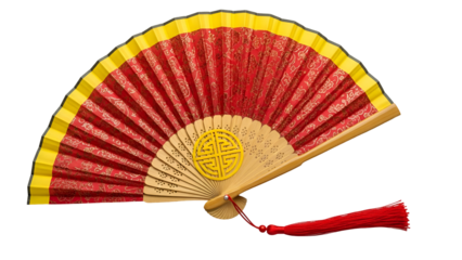 Decorative chinese fan isolated on transparent background