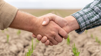 Farm Trade Agreement: Close-up handshake with soil and seedlings visible. --chaos 45 --ar 16:9 --raw --profile r67oks3 --v 7 Job ID: 80629f08-e1e6-4676-92a5-c01db57f1577