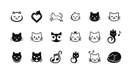 Collection of different cat faces and emotions