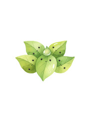 Whimsical green leaves with smiling faces on black background