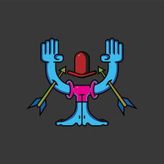 Illustration of Hands, Feet, Hat, and Arrows Piercing Hands.eps