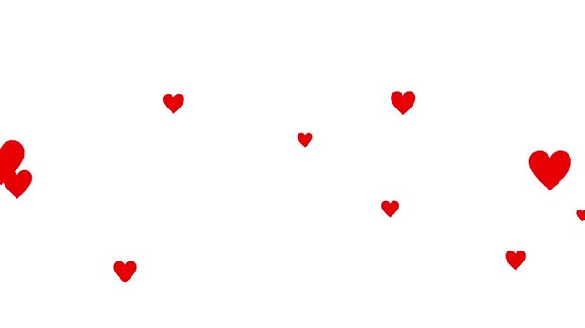 Neon hearts flying background with red neon valentine heart design, romantic love motion background, heart emoji animation for social media style