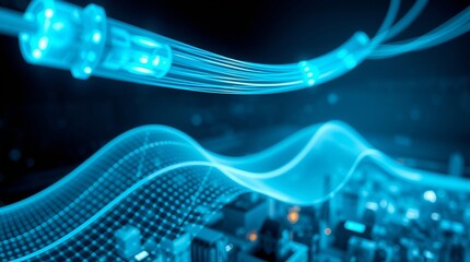 digital data streams and high speed internet connectivity that traverse the urban landscape.