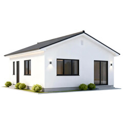 Modern luxury minimalist house exterior 3D render for real estate design, contemporary residential architecture, premium property visualization isolated on transparent background