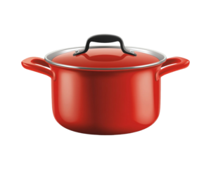 PNG Red cast iron casserole pot with lid isolated on transparent background