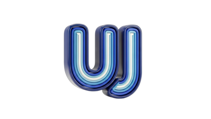 3D Letter U with Blue Gradient on White Background
