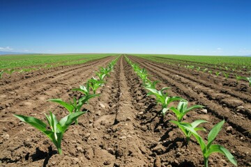 Spring Farm: Wide green farmland with young crops sprouting under clear blue sky. --chaos 50 --ar 3:2 --profile 1l3n7zg --stylize 150 --v 6 Job ID: 20bb6085-6d98-4d33-9731-5f1309b384ca