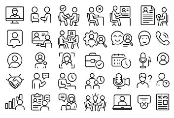 Business and Office People Editable Stroke Line Icons Set