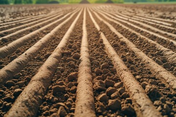Spring Field Rows: Neat crop lines stretching across fertile spring soil. --chaos 50 --ar 3:2 --profile 1l3n7zg --stylize 150 --v 6 Job ID: 249b0adb-fe40-402a-9aea-4b0622aac8e9