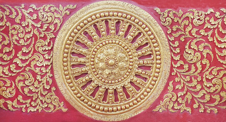 Thai art pattern old style the wall in the temples in Thailand.