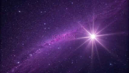 A brilliant star ignites within a deep velvety purple galaxy, radiating cosmic energy and wonder.