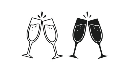 Celebrating with bubbly a delightful depiction of two champagne glasses clinking together silhouette