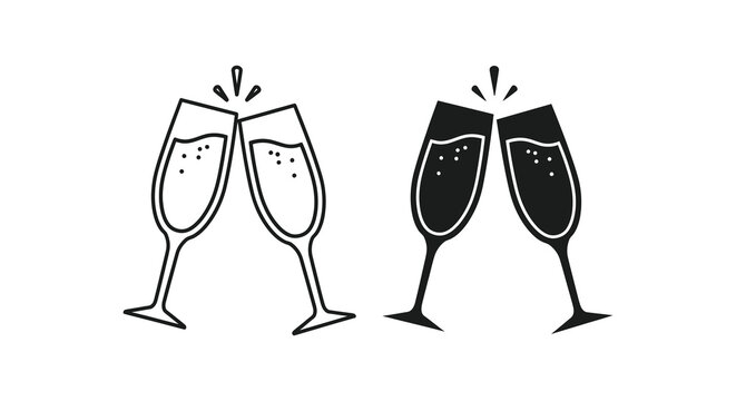 Celebrating with bubbly a delightful depiction of two champagne glasses clinking together silhouette