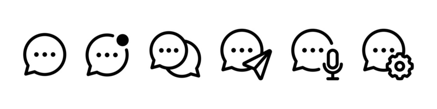 フキダシチャットのアイコンセット（通知・送信・ボイスチャット・設定）