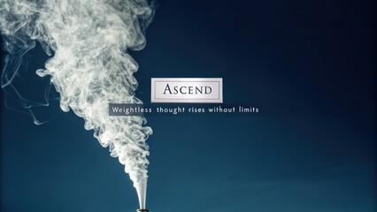 A single, upward spiraling plume of white smoke ascends against a dark blue background, symbolizing boundless thought.