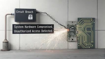 Digital Security Breach: Hardware Compromised, Unauthorized Access Detected with Sparks Flying From a Lock Mechanism